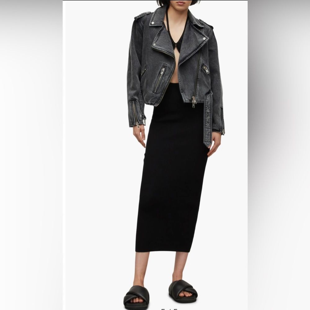 NEW NWT All Saints Balfern Denim Biker Jacket in Washed grey size 2 women’s - Picture 4 of 14